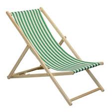 Harbour Housewares Beach Wooden Deck Chair Green Stripe Green Chair Deck Chairs Wooden Decks