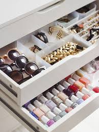 Dividers In Closet Drawers To Store And Organize Accessories Sunglasses Jewelry Nail Polish Closet Bedroom Closet Designs Closet Drawers