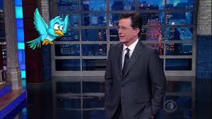 Bernie sanders isn't letting one of his most lighthearted moments on the campaign trail fly away saturday as his campaign tweeted a drawing of him and the bird that stole the show during an event. Stephen Colbert Mocks Birdie Sanders On The Late Show