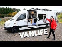 Van Life Tour Female Converts Mercedes Sprinter Into A Home Youtube Van Life Build A Camper Mercedes Sprinter