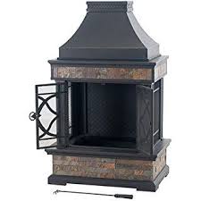 Sunjoy L Of117pst A 35 4 X 23 6 X 56 6 Elson Slate And Steel Fireplace Black Bronze Large Outdoor Fireplace Slate Fireplace Fireplace Hearth