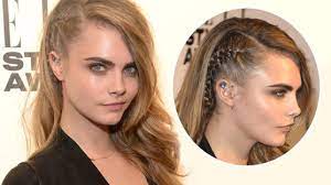 Sidecut Flechten Cara Delevingne S Frisur Mit Video Anleitung Seitliche Frisuren Flechtfrisuren Haare Zur Seite Flechten