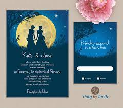 Printed Lesbian Wedding Invitation Starry Night Same Gender Wedding Invitations Civil Ceremony Invitation Lesbian Wedding Card Lesbian Wedding Invitations Printing Wedding Invitations Starry Night Wedding