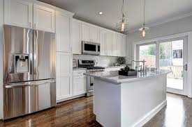 Popular white kitchen cabinets gleam with pizzazz, do you agree? Shaker Cabinets Transitional Kitchen Haute Indoor Couture Grey Kitchen Walls Grey Painted Kitchen Grey Kitchens