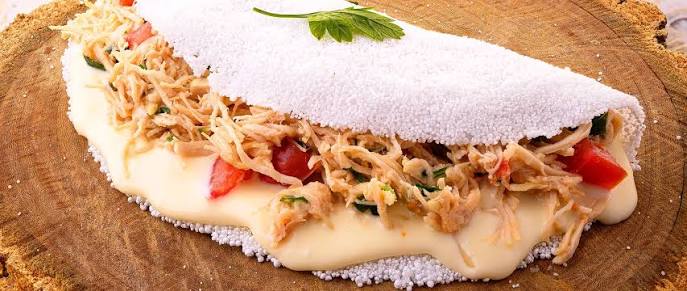 Tapioca Frango Místico c/ Catupiry e Cheddar