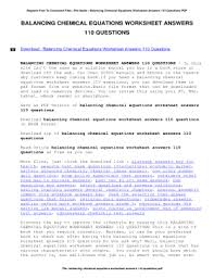 Balancing Chemical Equations Worksheet Answers 110 Questions Fill Online Printable Fillable Blank Pdffiller