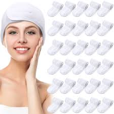 Amazon.com : Hoteam 30 Pack Spa Headband Facial Esthetician Hair Wrap for  Women Adjustable Makeup Sports Shower Stretch Towel with Tape(White) :  Beauty & Personal Care