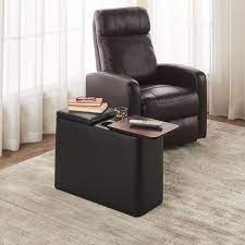 Costway kids youth recliner chair pu leather w/cup holders & side pockets blue\black\brown. The Easy Access Recliner End Table Hammacher Schlemmer