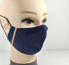 Ad uso medico e domestico. Mascherine Blu Navy Con Bandiera Italia In Cotone 100 Doppio Strato Lavabili Conf Da 5 Pezzi