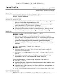 23 For Sample Resume Marketing Resume Format