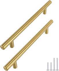 Brushed satin brass round monmouth cabinet drawer cup pull handle. Goldenwarm 5pcs Kitchen Door Handles Brushed Brass Cabinet Cupboard Drawer Door Handle Pull Knob For Furniture Hardware 256mm Hole Center Amazon Co Uk Diy Tools