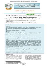 1traditional and complementary medicine application & research center, university of health sciences, turkey 2department of community health, university kebangsaan malaysia medical center, malaysia 3xinjiang uyghur medical college, china 4department of community health. A Study On Traditional Complementary And Alternative Medicine Tcam
