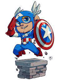 Chibi Captain America 8 5x11 Print Etsy Captain America Art Avengers Cartoon Chibi