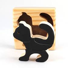 Handmade Wooden Toy Tray Puzzle Black Kitten Very Easy To Etsy Handmade Wooden Toys Wooden Toys Toy Tray