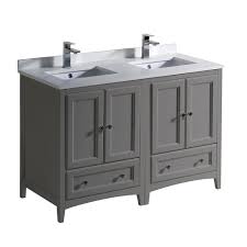 Fresca Oxford 48 In Traditional Double Bath Vanity In Gray With Quartz Stone Vanity Top In White With White Basins Fcb20 2424gr Cwh U The Home Depot Traditional Bathroom Vanity Double Vanity Bathroom Traditional