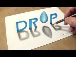 How To Draw 3d Text Drop Drawing 3d Letters Drop Vamos 3d Drawings Word Drawings 3d Letters