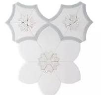 Flora II Thassos Latin Blue Mother of Pearl Waterjet Mosaic
