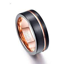 Black Rose Gold Tungsten Mens Wedding Bands 8mm Mens Wedding Bands Tungsten Rose Gold Tungsten Rose Gold Tungsten Ring