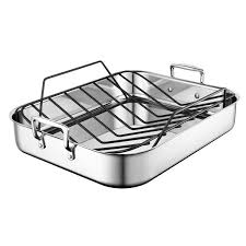 Large Stainless Steel Roasting Pan With Nonstick Rack In 2020 Roasting Pan Enameled Cast Iron Cookware Steel