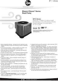 rheem classic series single stage rp14 specification sheet