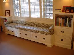 Use smaller 3″ stools for the sides and a 5″ for the middle window. Diy Storage Bench Seat Storage Bench Seating Living Room Bench