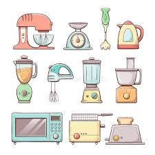 Playgo kitchen appliance trio play set pink keurig mixer toaster all work. Hand Drawn Kitchen Appliances Set Stock Vector Illustration Of Icon Equipment 159529343