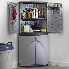 A vertical trash can storage unit, it is available in two colors — brown and white. Rubbermaid Garage Storage Cabinets Storage Cabinets Rubbermaid Garage Storage Rubbermaid Storage