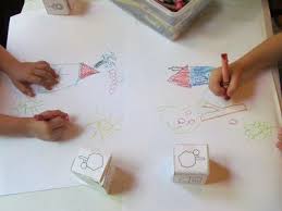 A Sunny Day Drawing Cube Game In Pre K School Art Activities Preschool Painting Preschool Art
