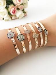 Evil Eye Bracelet Bangle Bracelet Evil Eye Jewelry Hamsa Hand Jewelry Bangles Rose Go Joyas Para La Mano Joyeria Del Mal De Ojo Joyas De Plata Artesanales