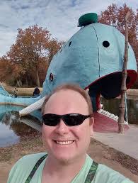 The 80' long, 20' high Blue Whale of Catoosa, OK. Built by Hugh Davis as a  gift for his family in 1972 the whale remains a beloved stop along Route  66. Photo