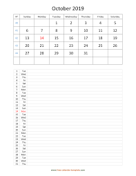 Printable 2019 October Calendar Grid Lines For Daily Notes Vertical Free Calendar Template Com