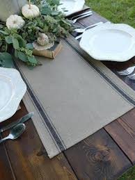 Grain Sack Table Runner Brown W Black Stripe Farmhouse Etsy Farmhouse Table Runners Grain Sack Grain Sack Fabric