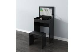 H4home Small Dressing Table Set With Mirror And Stool Black H4home Furnitures Small Dressing Table Dressing Table Set Black Dressing Tables