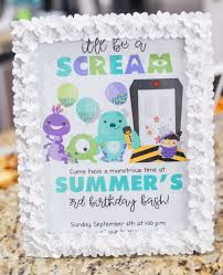 The cute table skirt the boo drinking. Monsters Inc Birthday Party Ideas Ashley Brooke Nicholas