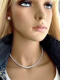 Zircon Diamond Tennis Chain Necklace, Graduated Zircons 2