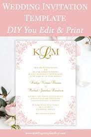 Kaitlyn Wedding Invitation Blush Pink Blush Pink Wedding Invitations Wedding Invitations Printable Templates Free Printable Wedding Invitations