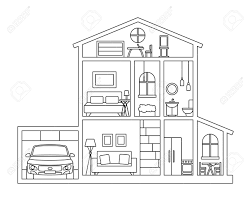 Exclusive coloring pages of excellent quality for printing. Dollhouse Cottage House In Cross Section Picture For Coloring Book Royalty Free Cliparts Vectors And Stock Illustration Image 163563300