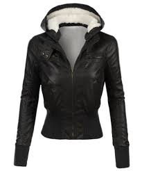 Stylish Hooded Long Sleeve Slimming Faux Leather Women S Jacket Faux Leather Jacket Women Leather Jacket Hoodie Leather Jackets Women