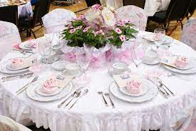 Linens can make any table look elegant (rent them if you. Spring Luncheon Stage And Table Decoration Ideas Tea Party Table Settings Tea Party Table Tea Table Settings