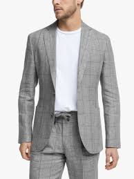 Classic fit jackets are wider at the waist and longer in the tail. John Lewis Partners Linen Check Relaxed Fit Suit Jacket Grey At John Lewis Partners