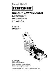 The data base provides 2443 user directories as well as instruction manuals for 2113 various craftsman lawn mower models. Craftsman 944 365450 Owner S Manual Manualzz