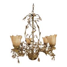 Shabby Chic Glass Metal 5 Light Chandelier Design Plus Gallery