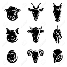 Black And White Goat Vector Farm Animals Set Vector Farm Logo Design Goat Logo Farm Logo