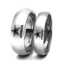 Any Team 2 Piece Couple Set 8mm Amp 6mm Silver Tungsten Bands With Domed Edge Dallas Cowboys Rings Dallas Cowboys Logo Dallas Cowboys
