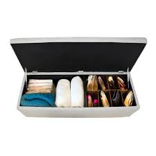 This tufted option has 20 shoe pockets lining its interior and blends in well with other furniture. Sole Secret Duo 10 Button Linen Shoe Storage Ottoman Bench