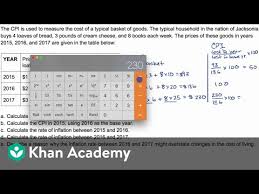 example question calculating cpi and inflation video