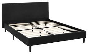This black, metal bed frame is suitable for twin and full headboards and footboards. Modern Contemporary Urban Full Size Platform Bed Frame Black Faux Leather Wood Midcentury Platform Beds By House Bound Houzz