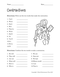 Contractions questions for your custom printable tests and worksheets. Printable Contractions Worksheets Language Arts Pdf