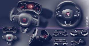 fiat toro interior design sketch render steering wheel