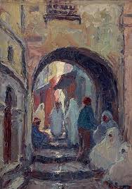Primitif Bono Peintre Italien 1880 1955 Titre Promeneurs Dans La Casbah D Alger Peinture Orientaliste Casbah Alger Peintre